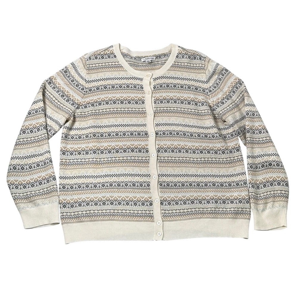 Croft and Barrow Cardigan Sweater Women XL Nordic Button Cottage Retro Christmas